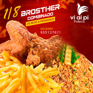 1/8 Pollo a la broster + chaufa
